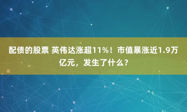配债的股票 英伟达涨超11%！市值暴涨近1.9万亿元，发生了什么？